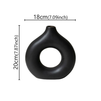 Elevate Your Space with Our Modern Flat Minimalist Donut-Shaped Vase - Perfect for Single Flower Arrangements and Elegant Home Decor