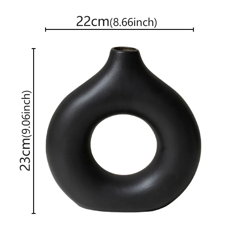 Elevate Your Space with Our Modern Flat Minimalist Donut-Shaped Vase - Perfect for Single Flower Arrangements and Elegant Home Decor