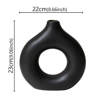 Elevate Your Space with Our Modern Flat Minimalist Donut-Shaped Vase - Perfect for Single Flower Arrangements and Elegant Home Decor