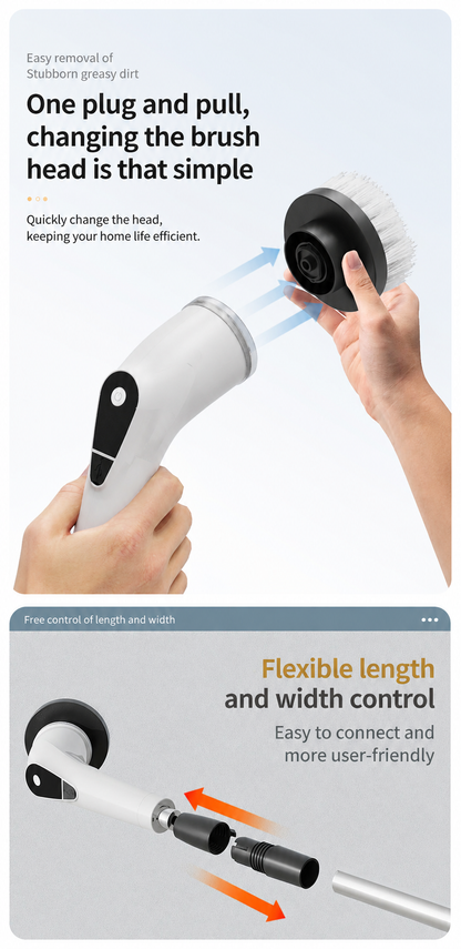 9-in-1 Cordless Electric Spin Scrubber with Long Handle