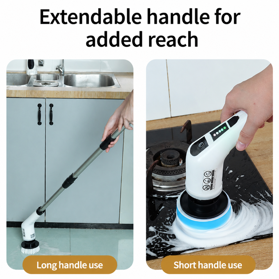 9-in-1 Cordless Electric Spin Scrubber with Long Handle