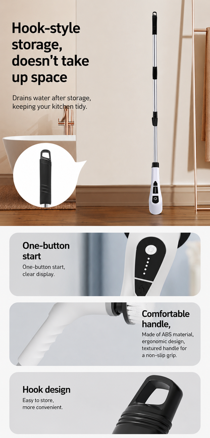 9-in-1 Cordless Electric Spin Scrubber with Long Handle
