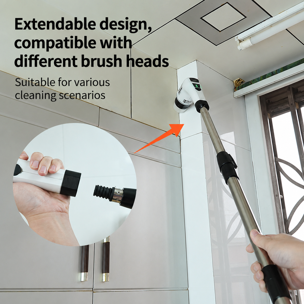 9-in-1 Cordless Electric Spin Scrubber with Long Handle