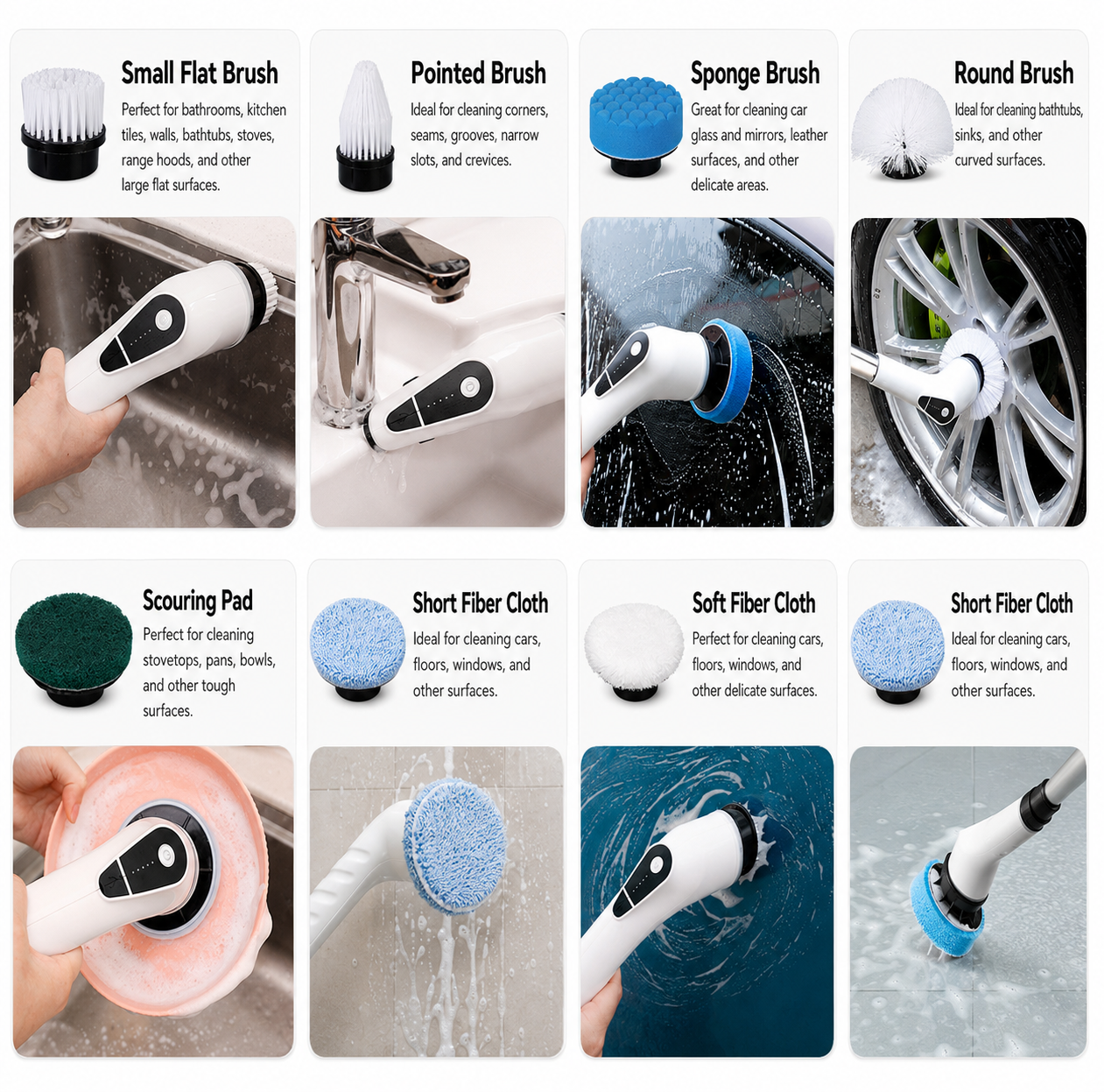 9-in-1 Cordless Electric Spin Scrubber with Long Handle