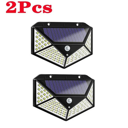 Illuminate Your Outdoors with 100 LED Solar Wall Lights - Motion Sensor Activated, Energy Efficient Lighting for Gardens and Pathways