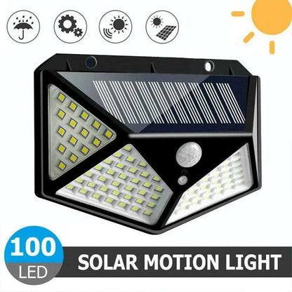Illuminate Your Outdoors with 100 LED Solar Wall Lights - Motion Sensor Activated, Energy Efficient Lighting for Gardens and Pathways
