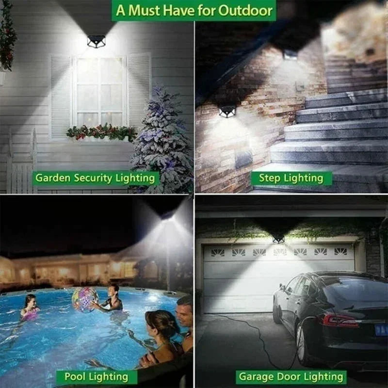 Illuminate Your Outdoors with 100 LED Solar Wall Lights - Motion Sensor Activated, Energy Efficient Lighting for Gardens and Pathways