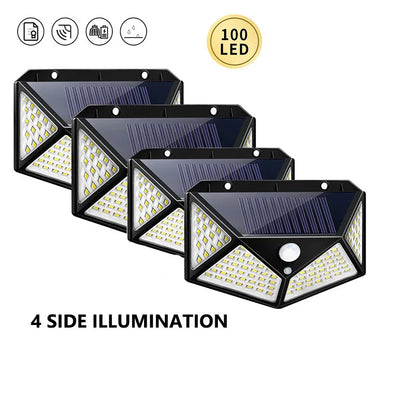 Illuminate Your Outdoors with 100 LED Solar Wall Lights - Motion Sensor Activated, Energy Efficient Lighting for Gardens and Pathways
