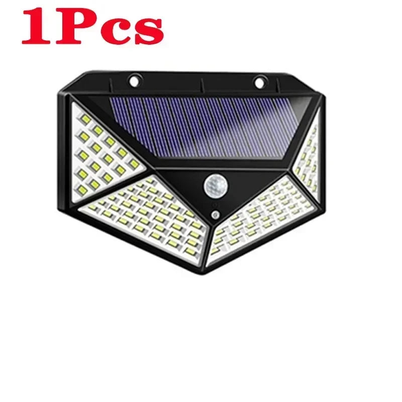 Illuminate Your Outdoors with 100 LED Solar Wall Lights - Motion Sensor Activated, Energy Efficient Lighting for Gardens and Pathways