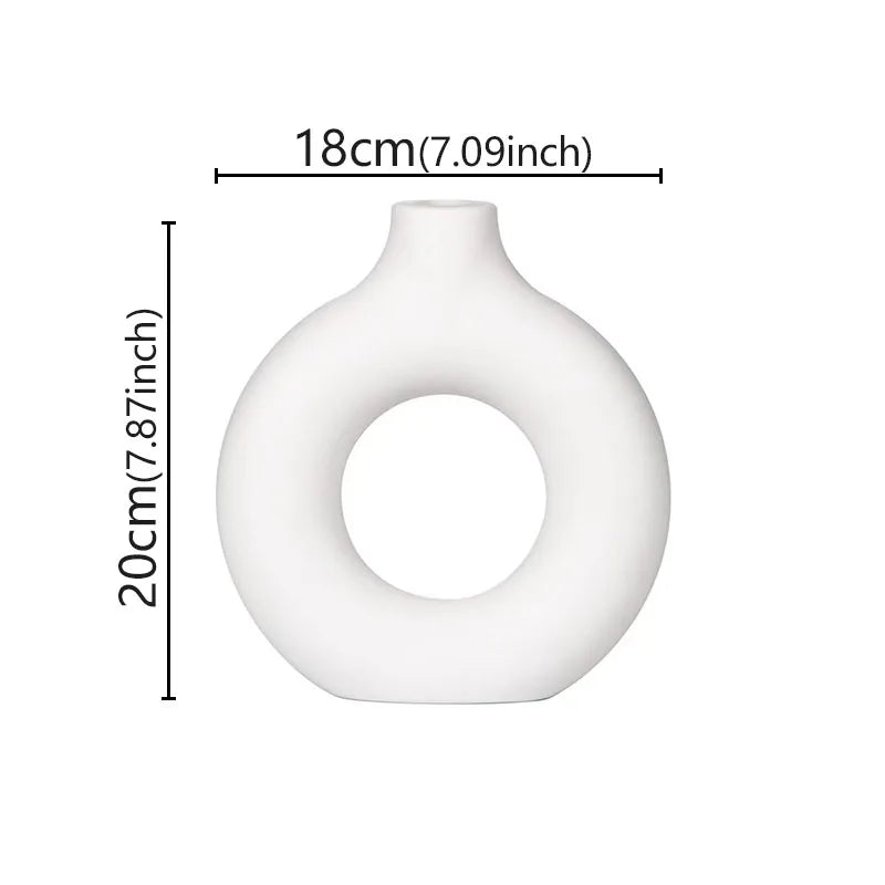 Elevate Your Space with Our Modern Flat Minimalist Donut-Shaped Vase - Perfect for Single Flower Arrangements and Elegant Home Decor