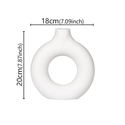 Elevate Your Space with Our Modern Flat Minimalist Donut-Shaped Vase - Perfect for Single Flower Arrangements and Elegant Home Decor