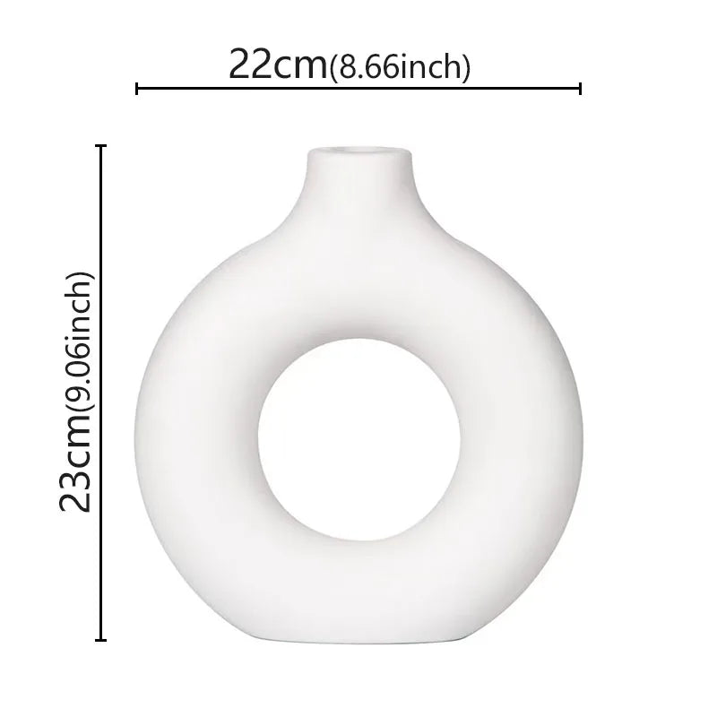Elevate Your Space with Our Modern Flat Minimalist Donut-Shaped Vase - Perfect for Single Flower Arrangements and Elegant Home Decor