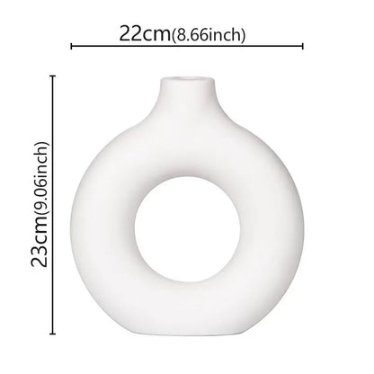 Elevate Your Space with Our Modern Flat Minimalist Donut-Shaped Vase - Perfect for Single Flower Arrangements and Elegant Home Decor