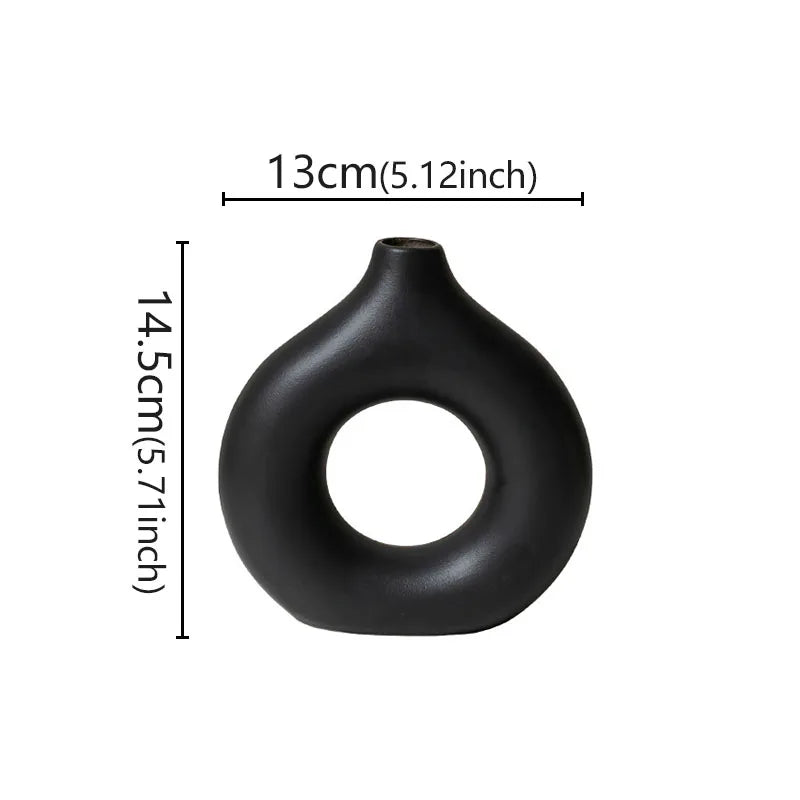 Elevate Your Space with Our Modern Flat Minimalist Donut-Shaped Vase - Perfect for Single Flower Arrangements and Elegant Home Decor