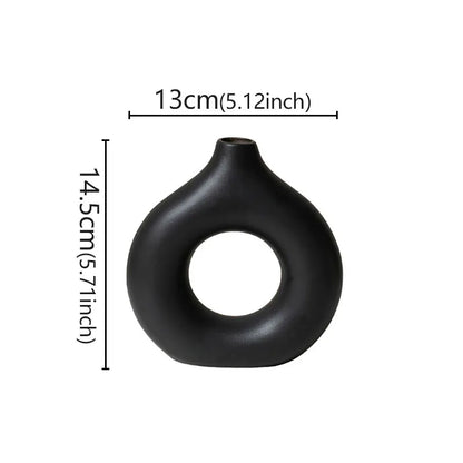 Elevate Your Space with Our Modern Flat Minimalist Donut-Shaped Vase - Perfect for Single Flower Arrangements and Elegant Home Decor