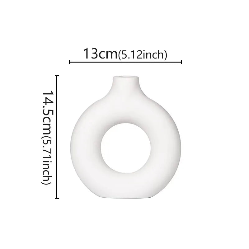 Elevate Your Space with Our Modern Flat Minimalist Donut-Shaped Vase - Perfect for Single Flower Arrangements and Elegant Home Decor